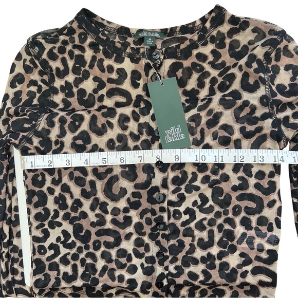Wild Fable Animal Print Mesh Top with Buttons and Long Sleeves - Picture 5 of 5